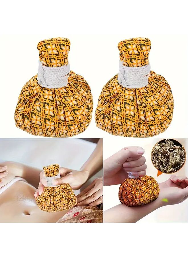 2pcs Portable Mugwort Massage Balls Alcohol Free Full Body Relaxation Tool Floral Pattern - Image 1